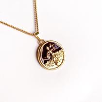 Colar Pingente Medalha Orixá Corrente 60 Cm Dourado - Xango