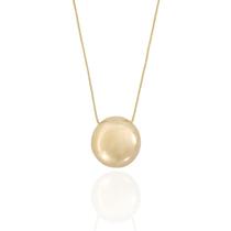 Colar Pingente Meia Esfera Espelhada Banho Ouro 18K