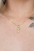 Colar Pingente Menina Com Zircônia Colorida Banhado Em Ouro 18k F027 Colar Pingente Menina Com Zircônia Colorida Banhado Em Ouro 18k F027