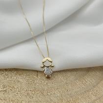 Colar pingente menina cravejado banhado a ouro 18k Colar pingente menina cravejado banhado a ouro 18k