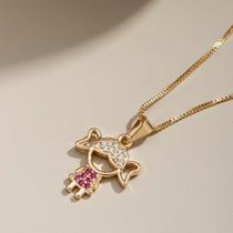 Colar Pingente Menina (Filha), Semijoia, Ouro 18K Colar Pingente Menina (Filha), Semijoia, Ouro 18K
