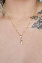 Colar Pingente Menino Zircônia Colorida Banhado Em Ouro 18k Colar Pingente Menino Zircônia Colorida Banhado Em Ouro 18k