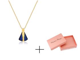 Colar Pingente Nossa Senhora Aparecida Zircônia Azul