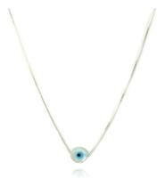 Colar Pingente Olho Grego Branco Prata Legitima 925 Colar Pingente Olho Grego Branco Prata Legitima 925