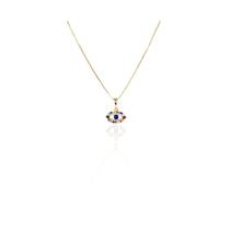 Colar Pingente Olho Grego com Zircônia Multicolor Banhado em Ouro 18k
