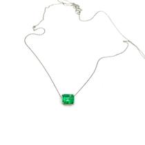 Colar Pingente Ouro 18K Esmeralda Colombiana Pedra Verde Escura Natural 0.8 x 0.6 2.6ct K780