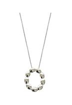 Colar pingente oval vazado liso banhado a ródio branco