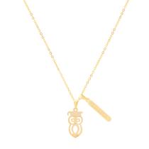 Colar Pingente Pedagogia Coruja Professora Folheada Ouro 18k