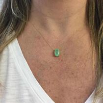 Colar Pingente Pedra Esmeralda Verde Colombiana Oval Natural 1.2x0.8cm K11 Colar Pingente Pedra Esmeralda Verde Colombiana Oval Natural 1.2x0.8cm K11