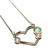 Colar Pingente Pedra Opalina Q Rosa Q Verde Dour Lizzy Fatin Colar Pingente Pedra Opalina Q Rosa Q Verde Dour Lizzy Fatin