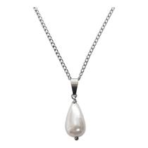 Colar Pingente Perola Shell Gota Branca e Corrente Aço Colar Pingente Perola Shell Gota Branca e Corrente Aço