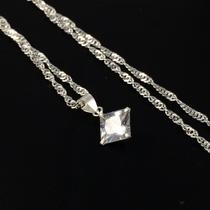 Colar Pingente Ponto Luz Prata Maciça 925 Singapura 40 Cm Colar Pingente Ponto Luz Prata Maciça 925 Singapura 40 Cm