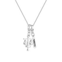 Colar Pingente Profissão Direito Folheado a Prata Tamanho:60