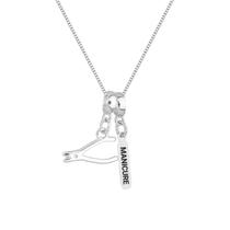 Colar Pingente Profissão Manicure Banhado a Prata 925