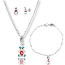 Colar Pingente Pulseira Brinco Infantil Prata Original 925
