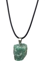 Colar Pingente Quartzo Verde Pedra Natural Cordão Coreano