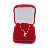 Colar Pingente Saxofone Banhado Ouro 18k Sax Musica Musico