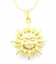Colar Pingente Sol Banho De Ouro 18k 4684