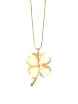 Colar pingente trevo madrepérola banhada a ouro 18k