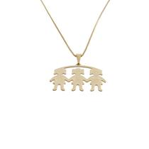 Colar Pingente Trio de Tres Filhas Meninas Liso Banhado Ouro 18k