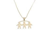 Colar Pingente Trio de Tres Filhos Meninos Liso Banhado Ouro 18k