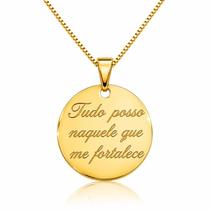 Colar Pingente Tudo Posso Naquele que Me Fortalece Banhado em Ouro18k Colar Pingente Tudo Posso Naquele que Me Fortalece Banhado em Ouro18k
