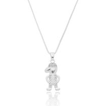 Colar Pingente Um Menino com Micro Zircônia Cristal Banhado a Prata