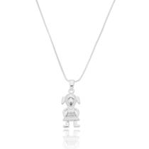 Colar Pingente Uma Menina com Micro Zircônia Cristal Banhado a Prata Colar Pingente Uma Menina com Micro Zircônia Cristal Banhado a Prata