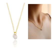 Colar Pingo de Luz de Zircônia Semi Joia Banhado Ouro 18k