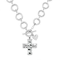 Colar PinkBanni Chunky Cross em prata 925 com detalhes em diamante