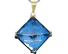 Colar Pirâmide Cristal Extra Garra Dourado Montagem Prata950