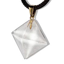 Colar Pirâmide Pedra Cristal Extra Lapidado Pino Dourado