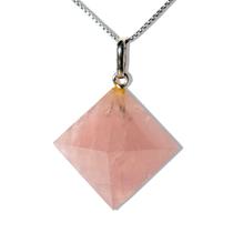 Colar Pirâmide Quartzo Rosa Montagem Pino Prata 950 Colar Pirâmide Quartzo Rosa Montagem Pino Prata 950