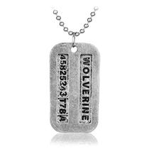 Colar Placa Logan Wolverine X-Men Dog Tag Militar Marvel Aço Inoxidável Prata Envelhecida Geek Nerd