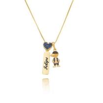 Colar Plaquinha Com Nome +Coração Menino Banhado A Ouro Colar Plaquinha Com Nome +Coração Menino Banhado A Ouro
