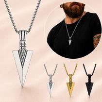 Colar Ponta De Flecha Masculino Lança Viking Corrente Aço