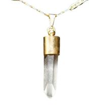 Colar Pontinha Cristal Laser 30 mm Natural Caixinha Dourado Colar Pontinha Cristal Laser 30 mm Natural Caixinha Dourado