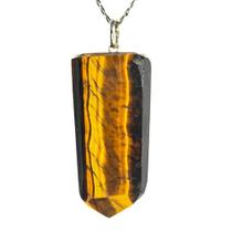 Colar Pontinha Olho de Tigre Grande Pino Prata 950