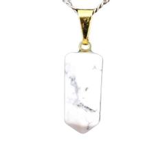 Colar Pontinha Pedra Howlita Branca Presilha e Pino Dourado Colar Pontinha Pedra Howlita Branca Presilha e Pino Dourado