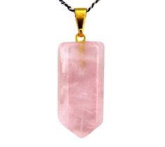 Colar Pontinha Pedra Quartzo Rosa Presilha e Pino Dourado