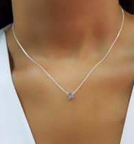 Colar Ponto de Luz 0.5 cm Zircônia Ametista Banhado a Prata