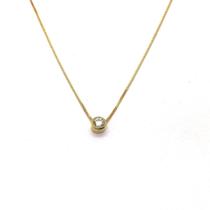 Colar Ponto de Luz em Ouro 18k Pedra Diamante 17 pontos 3.6mm com Corrente K480 Colar Ponto de Luz em Ouro 18k Pedra Diamante 17 pontos 3.6mm com Corrente K480