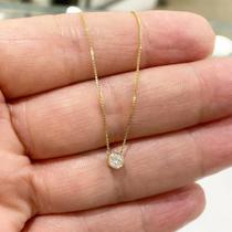 Colar Ponto de Luz em Ouro 18k Pedra Diamante Natural 20 pontos 3.8mm com Corrente K560