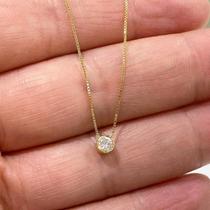 Colar Ponto de Luz em Ouro 18k Pedra Diamante Natural 20 pontos 3.8mm com Corrente K560