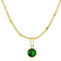 Colar Ponto de Luz Zircônia Esmeralda Ouro 10 Corrente Aço IPG 45cm