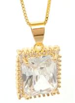 Colar Ponto de luz zircônia quadrada ouro