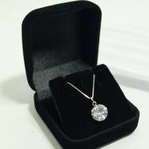 Colar Ponto de Luz Zirconia Redondo Grande 10mm Prata 925