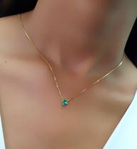 Colar Ponto de Luz Zircônia Turmalina Banhado em Ouro 18k Colar Ponto de Luz Zircônia Turmalina Banhado em Ouro 18k