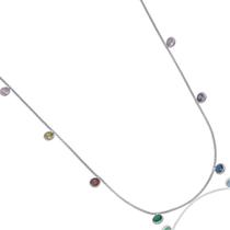 Colar Pontos Coloridos em Zircônias Prata 925 Semijoia Antialérgica Colar Pontos Coloridos em Zircônias Prata 925 Semijoia Antialérgica
