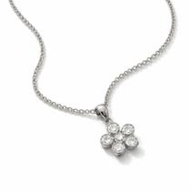 Colar Prata 50cm Mulher Cravejada Flor Presente Luxo Feminina Corrente Colar Prata 50cm Mulher Cravejada Flor Presente Luxo Feminina Corrente